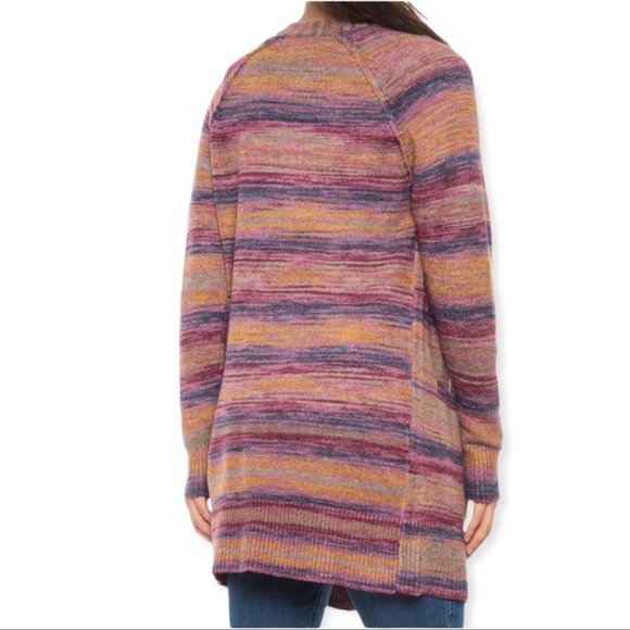 LUCKY BRAND Space Dye Malibu Open Front Cardigan Sweater with Hand Pockets S NWT - Picture 3 of 11